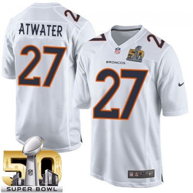 Denver Broncos #27 Steve Atwater White Super Bowl 50 Youth Stitched NFL Game Event Jersey