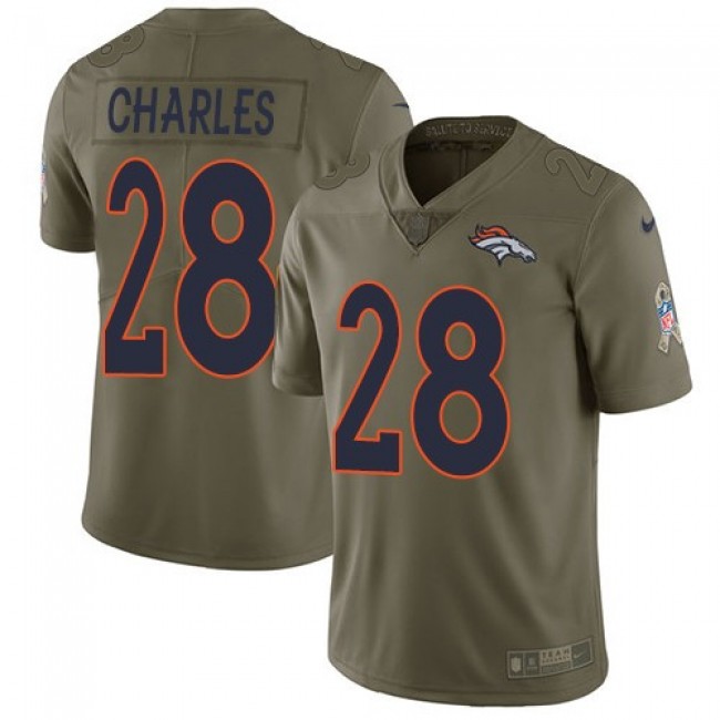 Nike Broncos #28 Jamaal Charles Olive Men's Stitched NFL Limited 2017 Salute to Service Jersey