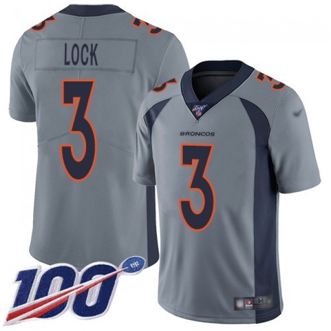 Nike Broncos #3 Drew Lock Gray Men's Stitched NFL Limited Inverted Legend 100th Season Jersey