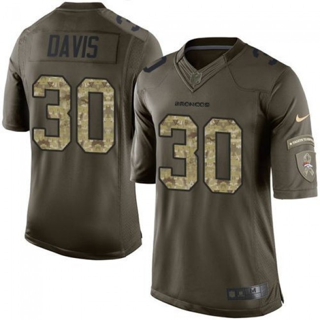 Denver Broncos #30 Terrell Davis Green Youth Stitched NFL Limited Salute to Service Jersey