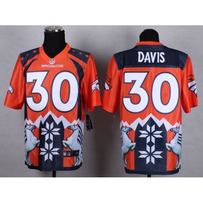 Nike Broncos #30 Terrell Davis Orange Men's Stitched NFL Elite Noble Fashion Jersey