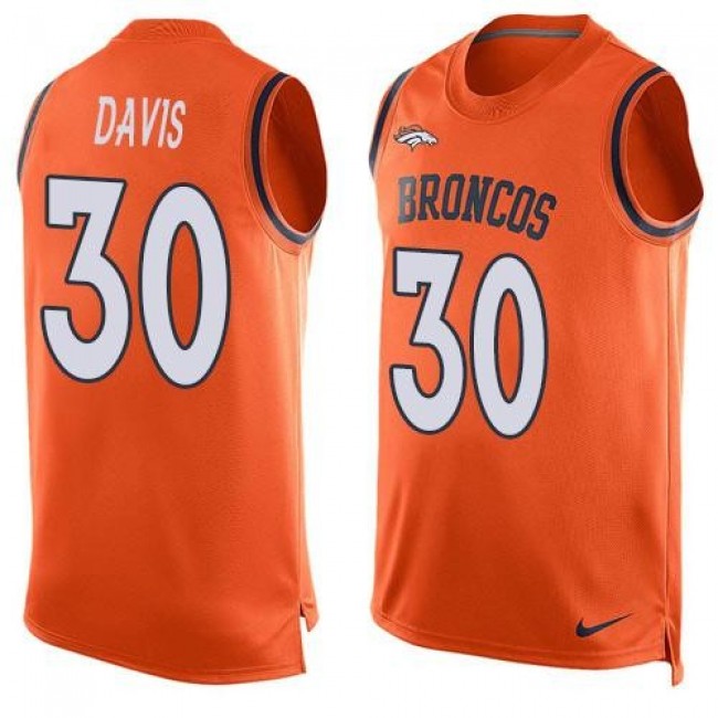 Nike Broncos #30 Terrell Davis Orange Team Color Men's Stitched NFL Limited Tank Top Jersey