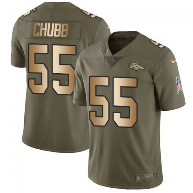 Nike Broncos #55 Bradley Chubb Olive/Gold Men's Stitched NFL Limited 2017 Salute To Service Jersey