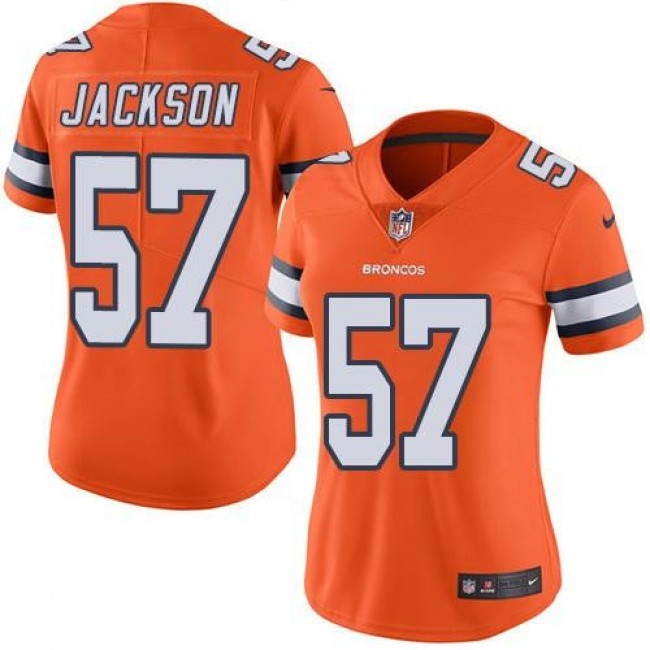 Women's Broncos #57 Tom Jackson Orange Stitched NFL Limited Rush Jersey