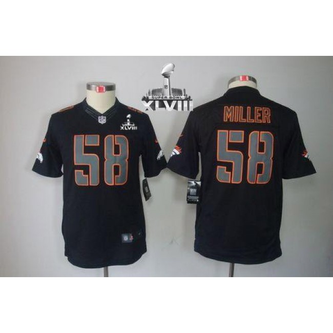 Denver Broncos #58 Von Miller Black Impact Super Bowl XLVIII Youth Stitched NFL Limited Jersey