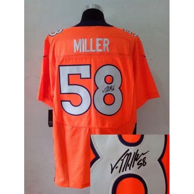 Nike Broncos #58 Von Miller Orange Team Color Men's Stitched NFL Elite Autographed Jersey