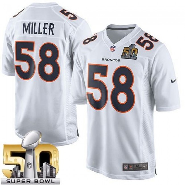 Denver Broncos #58 Von Miller White Super Bowl 50 Youth Stitched NFL Game Event Jersey