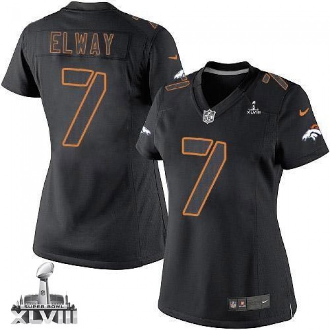 Women's Broncos #7 John Elway Black Impact Super Bowl XLVIII Stitched NFL Limited Jersey