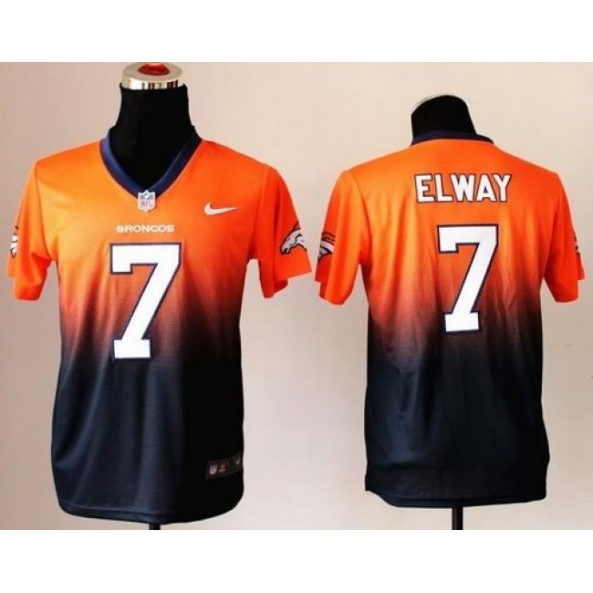 Denver Broncos #7 John Elway Orange-Blue Youth Stitched NFL Elite Fadeaway Fashion Jersey