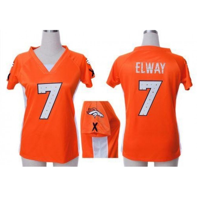 Women's Broncos #7 John Elway Orange Team Color Draft Him Name Number Top Stitched NFL Elite Jersey