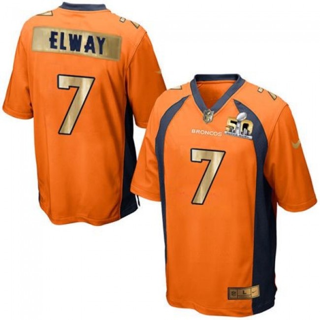 Nike Broncos #7 John Elway Orange Team Color Men's Stitched NFL Game Super Bowl 50 Collection Jersey