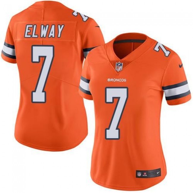 Women's Broncos #7 John Elway Orange Stitched NFL Limited Rush Jersey