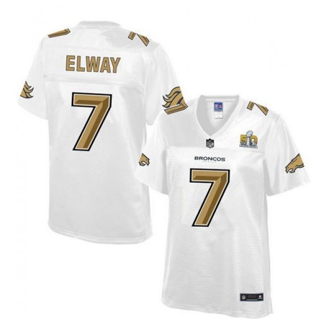 Women's Broncos #7 John Elway White NFL Pro Line Super Bowl 50 Game Jersey