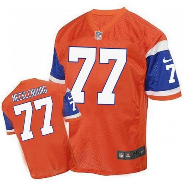Nike Broncos #77 Karl Mecklenburg Orange Men's Stitched NFL Elite Throwback Jersey
