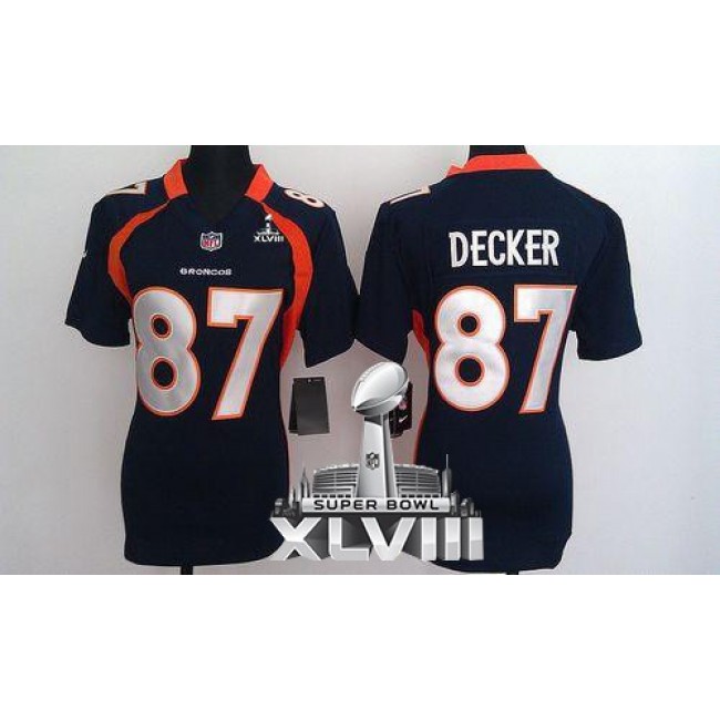 Women's Broncos #87 Eric Decker Blue Alternate Super Bowl XLVIII Stitched NFL Elite Jersey