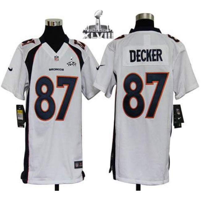 Denver Broncos #87 Eric Decker White Super Bowl XLVIII Youth Stitched NFL Elite Jersey