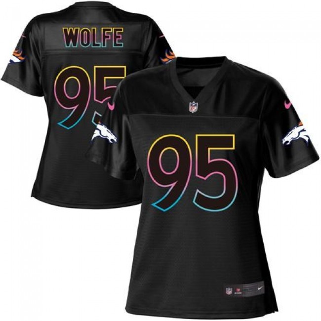Women's Broncos #95 Derek Wolfe Black NFL Game Jersey