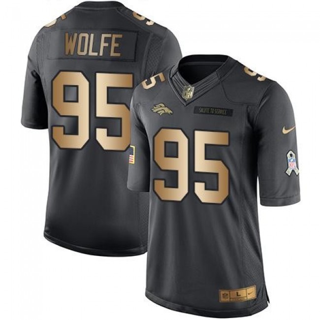 Denver Broncos #95 Derek Wolfe Black Youth Stitched NFL Limited Gold Salute to Service Jersey
