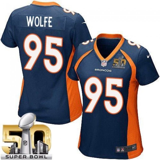 Women's Broncos #95 Derek Wolfe Blue Alternate Super Bowl 50 Stitched NFL New Elite Jersey