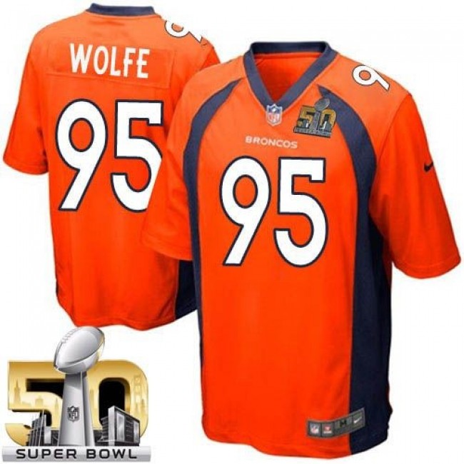 Denver Broncos #95 Derek Wolfe Orange Team Color Super Bowl 50 Youth Stitched NFL New Elite Jersey