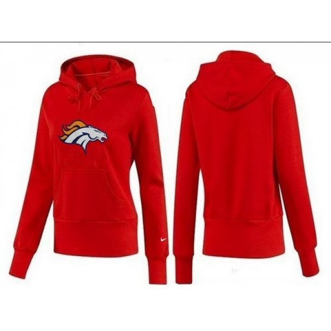 Women's Denver Broncos Logo Pullover Hoodie Red Jersey
