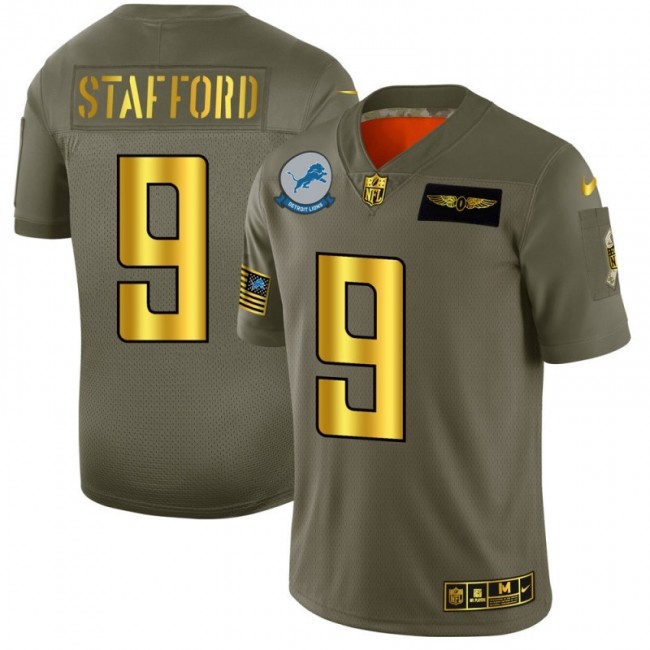 Detroit Lions #9 Matthew Stafford NFL Men's Nike Olive Gold 2019 Salute to Service Limited Jersey