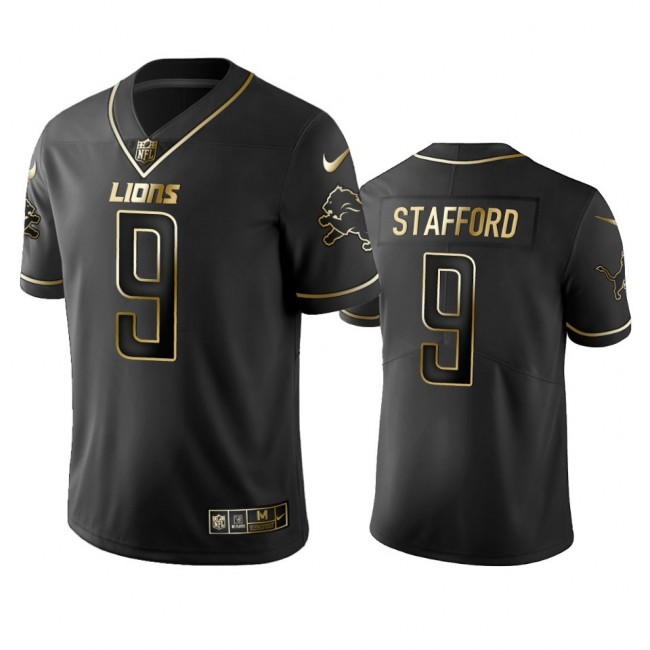 Lions #9 Matthew Stafford Men's Stitched NFL Vapor Untouchable Limited Black Golden Jersey