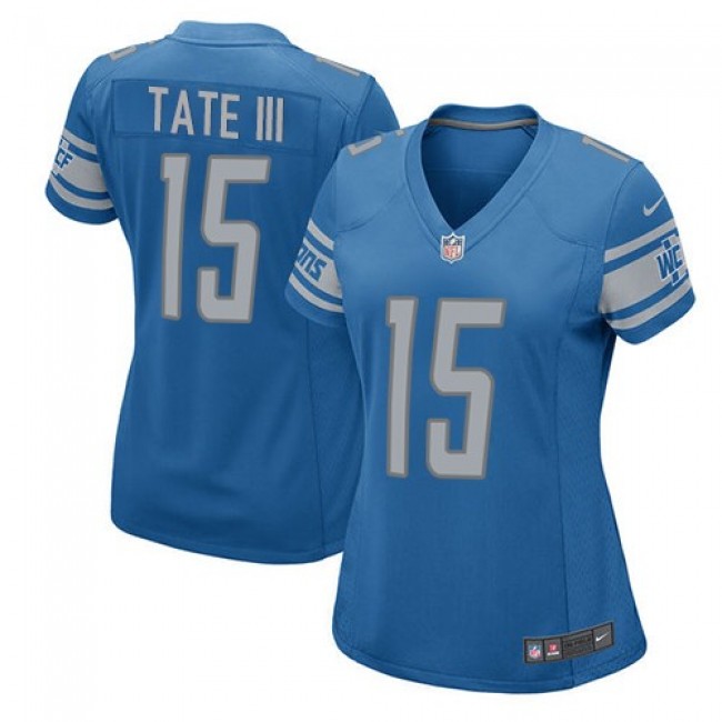 Women's Lions #15 Golden Tate III Light Blue Team Color Stitched NFL Elite Jersey