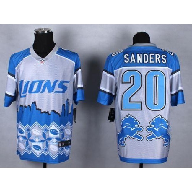 Nike Lions #20 Barry Sanders Blue Men's Stitched NFL Elite Noble Fashion Jersey