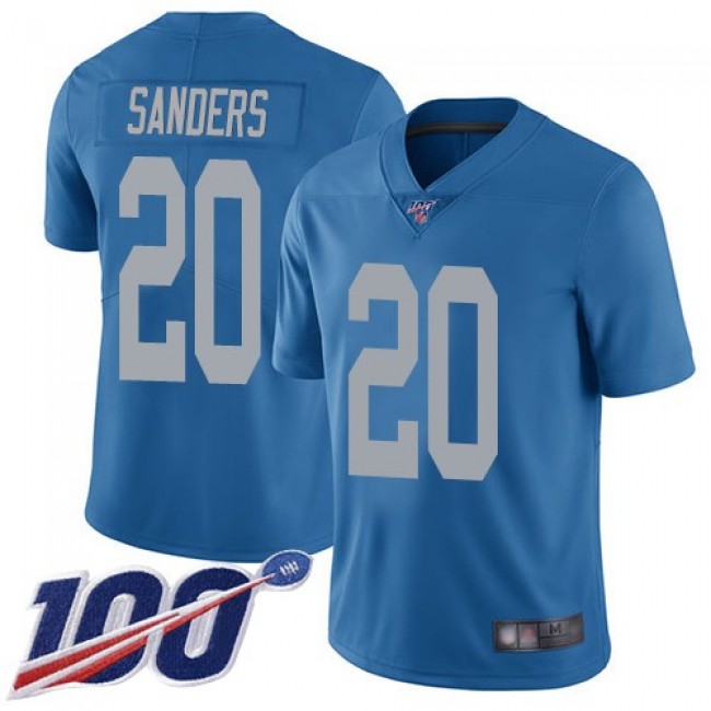 Nike Lions #20 Barry Sanders Blue Throwback Men's Stitched NFL 100th Season Vapor Limited Jersey