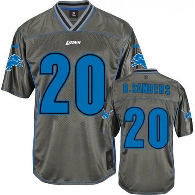 Nike Lions #20 Barry Sanders Grey Men's Stitched NFL Elite Vapor Jersey