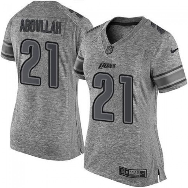 Women's Lions #21 Ameer Abdullah Gray Stitched NFL Limited Gridiron Gray Jersey