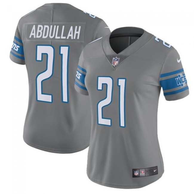 Women's Lions #21 Ameer Abdullah Gray Stitched NFL Limited Rush Jersey
