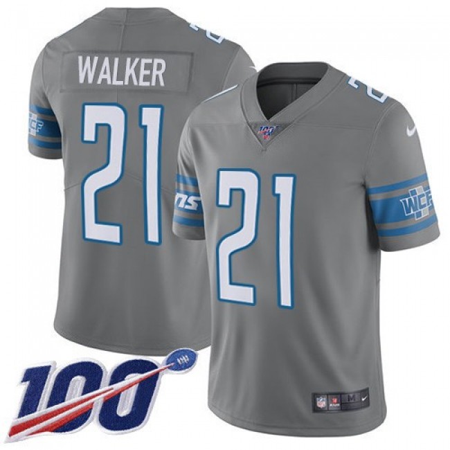 Nike Lions #21 Tracy Walker Gray Men's Stitched NFL Limited Rush 100th Season Jersey