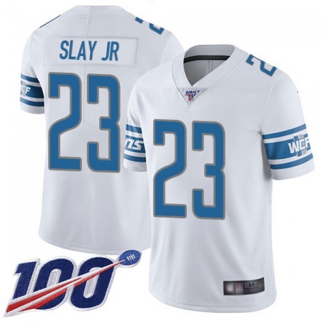 Nike Lions #23 Darius Slay Jr White Men's Stitched NFL 100th Season Vapor Limited Jersey