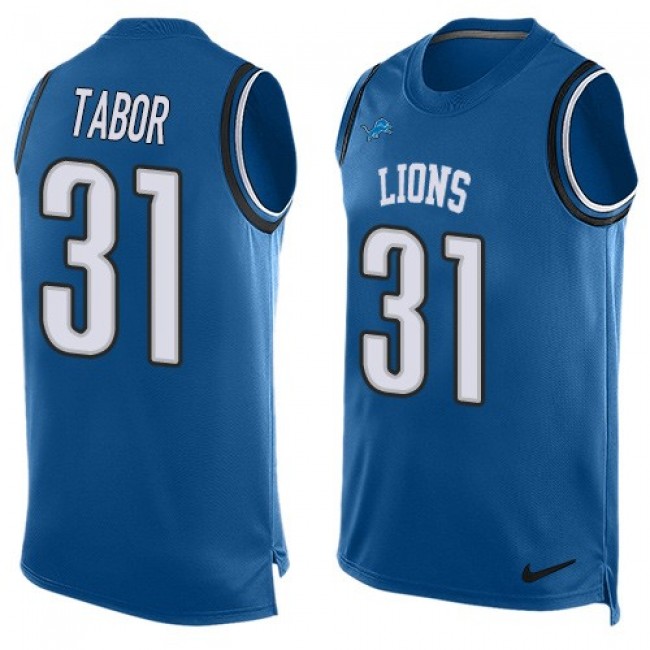 Nike Lions #31 Teez Tabor Blue Team Color Men's Stitched NFL Limited Tank Top Jersey