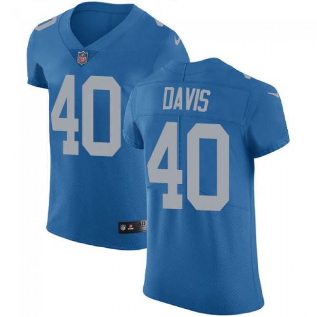 Nike Lions #40 Jarrad Davis Blue Throwback Men's Stitched NFL Vapor Untouchable Elite Jersey
