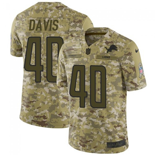 Nike Lions #40 Jarrad Davis Camo Men's Stitched NFL Limited 2018 Salute To Service Jersey