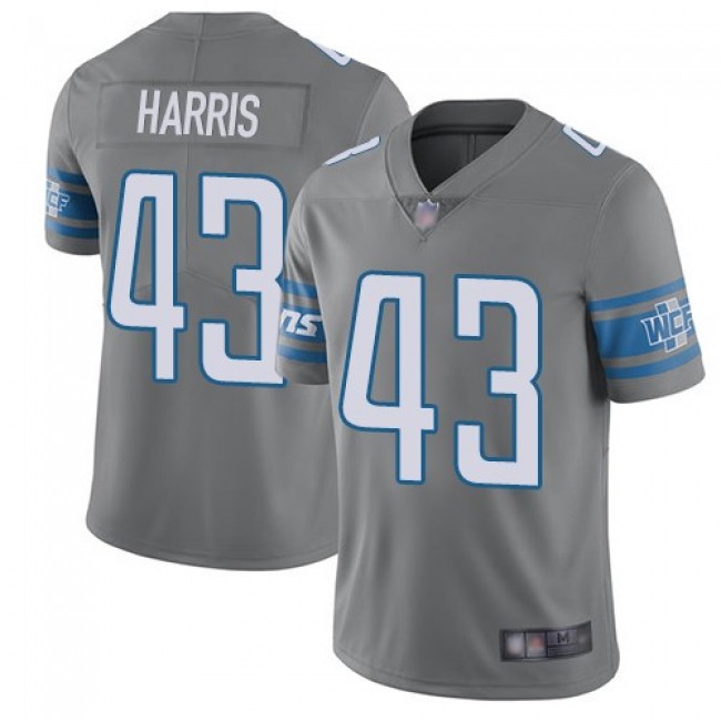 Nike Lions #43 Will Harris Gray Men's Stitched NFL Limited Rush Jersey