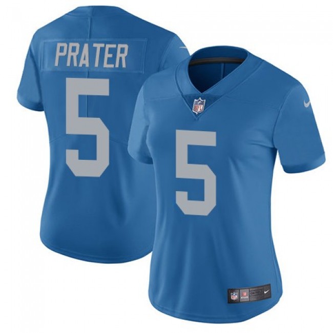 Women's Lions #5 Matt Prater Blue Throwback Stitched NFL Vapor Untouchable Limited Jersey