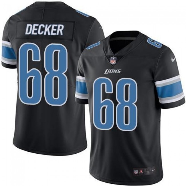 Nike Lions #68 Taylor Decker Black Men's Stitched NFL Limited Rush Jersey