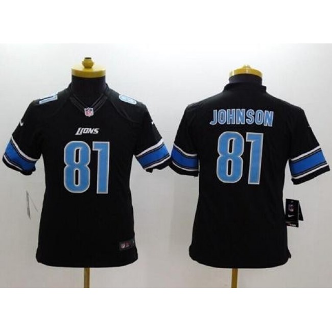 Detroit Lions #81 Calvin Johnson Black Alternate Youth Stitched NFL Limited Jersey