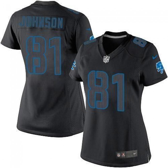 Women's Lions #81 Calvin Johnson Black Impact Stitched NFL Limited Jersey