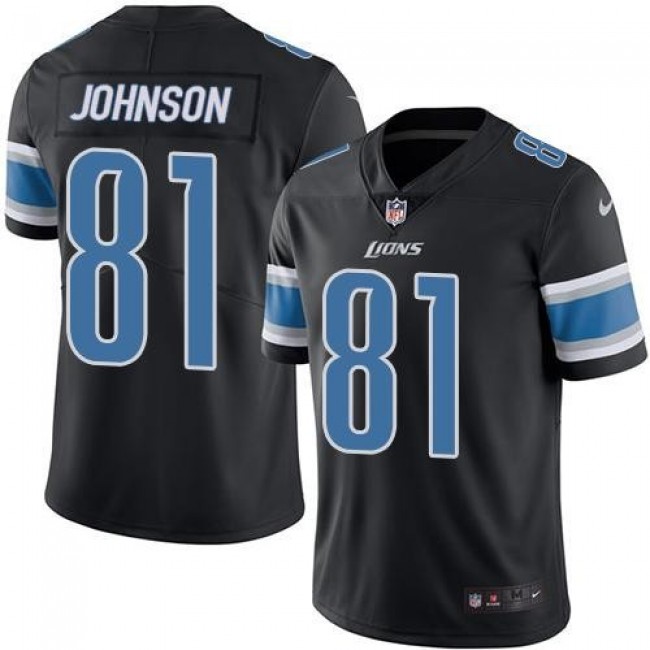 Detroit Lions #81 Calvin Johnson Black Youth Stitched NFL Limited Rush Jersey