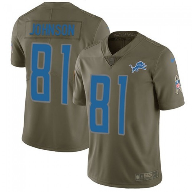 Detroit Lions #81 Calvin Johnson Olive Youth Stitched NFL Limited 2017 Salute to Service Jersey