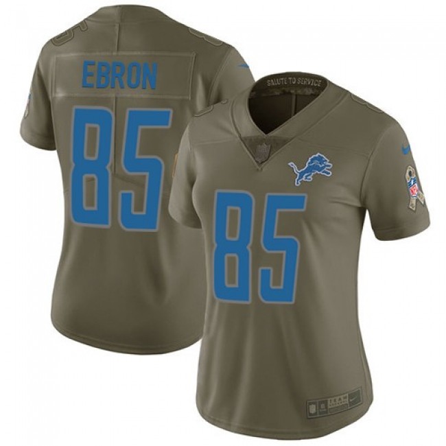 Women's Lions #85 Eric Ebron Olive Stitched NFL Limited 2017 Salute to Service Jersey