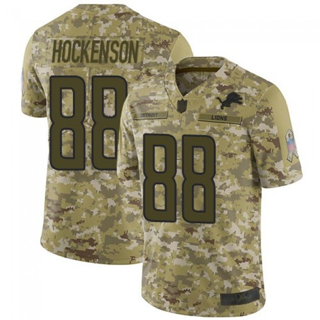 Nike Lions #88 T.J. Hockenson Camo Men's Stitched NFL Limited 2018 Salute To Service Jersey