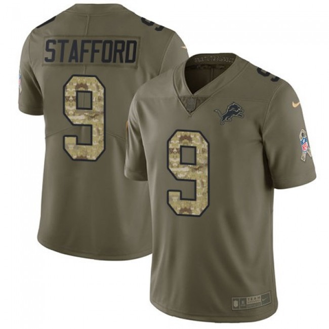 Detroit Lions #9 Matthew Stafford Olive-Camo Youth Stitched NFL Limited 2017 Salute to Service Jersey