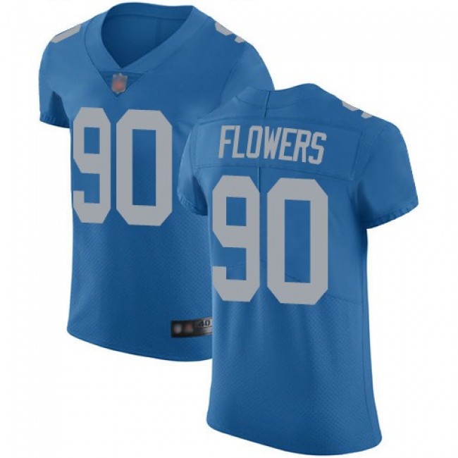 Nike Lions #90 Trey Flowers Blue Throwback Men's Stitched NFL Vapor Untouchable Elite Jersey