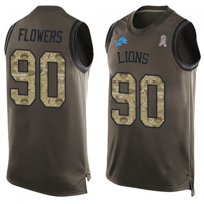 Nike Lions #90 Trey Flowers Green Men's Stitched NFL Limited Salute To Service Tank Top Jersey